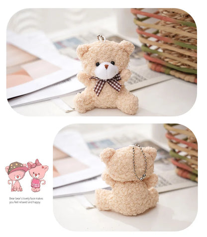 Cute Soft Stuffed Bear Mini Teddy Bear Dolls Plush Toys Key Chain Party Wedding Xmas Decoration Gifts Kids Keychain Pendant Doll