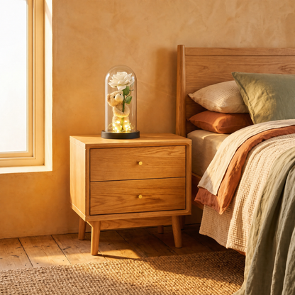Cozy Bear Lamp — Rose in a Dome 9 Inches (23cm)