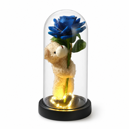 Cozy Bear Lamp — Rose in a Dome 9 Inches (23cm)